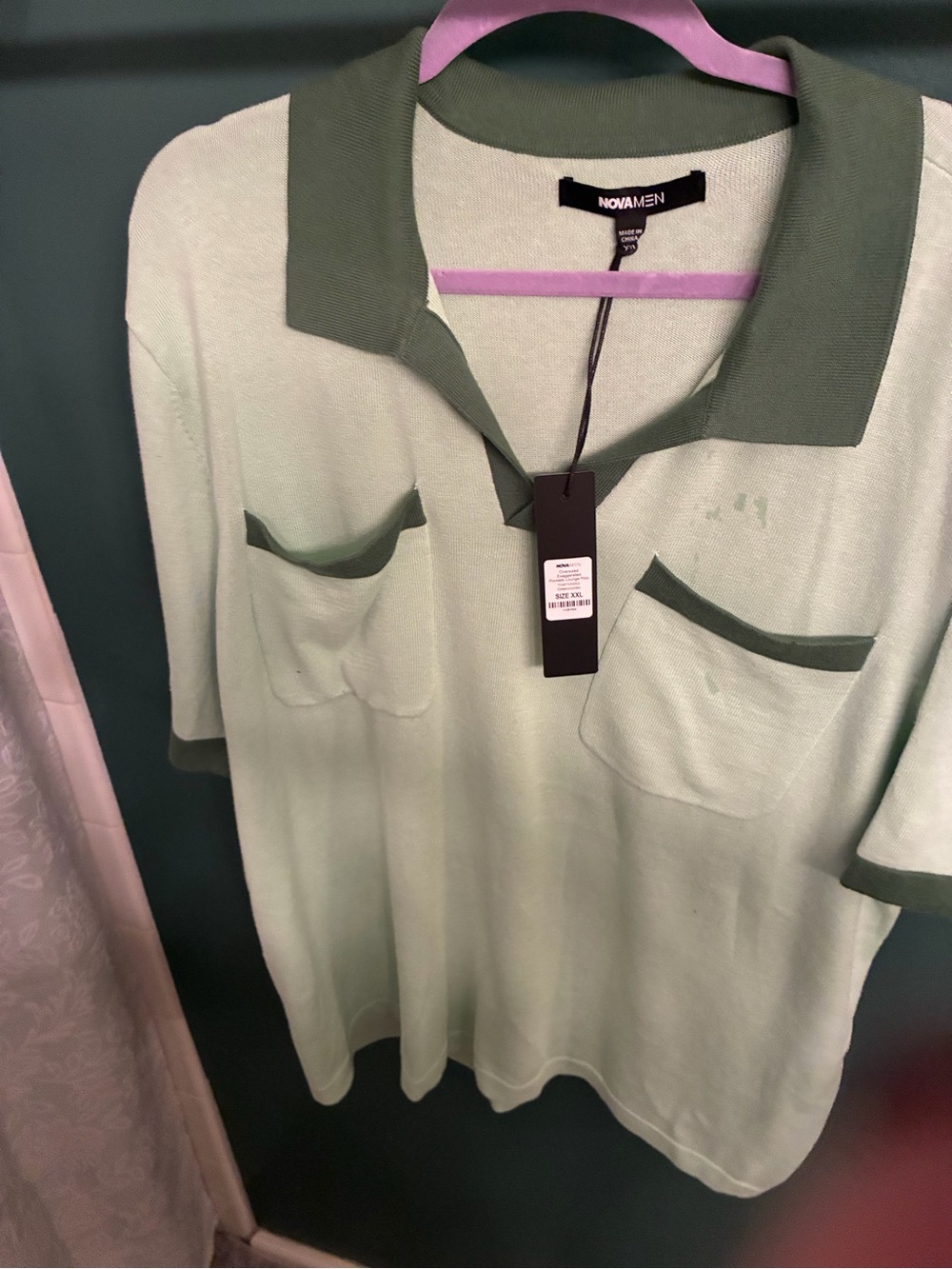 NWT Fashion NoVa Men Two-Tone Mint Green Polo Top